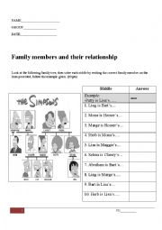 English Worksheet: Family members