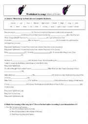 English Worksheet: Listening activity to song - Whale Song