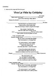 English Worksheet: Song to practise Used to: Viva la vida by Coldplay