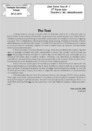 English Worksheet: End-of-term test n1