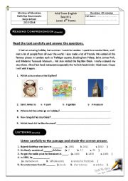 English Worksheet: Mid-term 1 Test