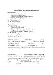 English Worksheet: Present Simple and Present Continuous 