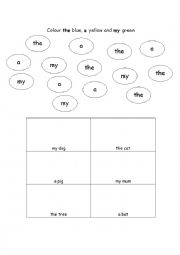 English Worksheet: high frequency word recognintion