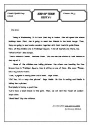 English Worksheet: End of Term Test N 1