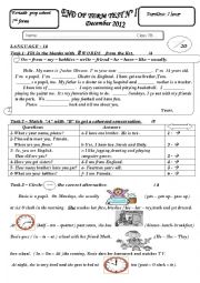 English Worksheet: end of term test n 1 
