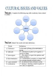 English Worksheet: cultural issues and values