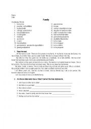 Family ESL worksheet