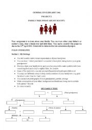 English Worksheet: Family Tree Project
