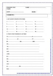 English Worksheet: Numbers and dates:test