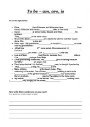 English Worksheet: To be - fill-in-the-blanks-text