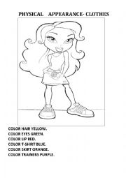 English Worksheet: COLORING PHYSICAL APPEARANCE AND CLOTHES
