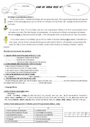 English Worksheet: End of term test 1 7th forms 