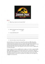 English Worksheet: Jurassic Park I - Movie exercise