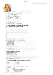 English Worksheet: to be worksheet