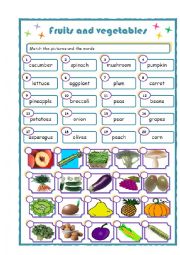 English Worksheet: fruit and vegetables