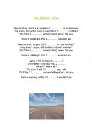 English Worksheet: Hey brother/Avicii