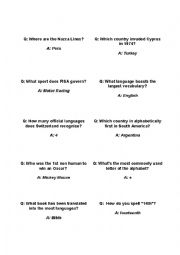 English Worksheet: General Knowledge Board Game