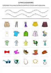 English Worksheet: Clothes & accessories