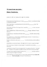 English Worksheet: If I never knew you -  Pocahontas 