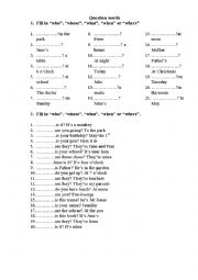 English Worksheet: question words