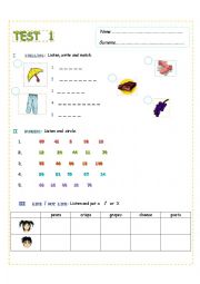 English Worksheet: TEST FOR YEAR FOUR, HAPPY STREET 2
