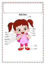 English Worksheet: body parts