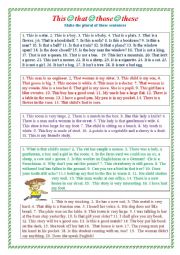 English Worksheet: demonstratives