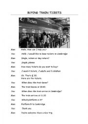English Worksheet: Buying a train ticket dialogue