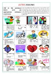 English Worksheet: LOVE IDIOMS (with key)