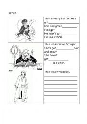 English Worksheet: Describing Harry Potter and his friends