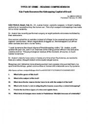 English Worksheet: Types of Crime - Reading Comprehension