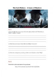 English Worksheet: Sherlock Holmes  A Game of Shadows