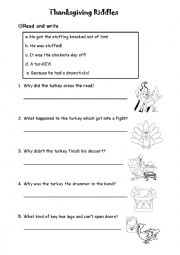 English Worksheet: Thanksgiving  riddles