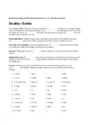 English Worksheet: Healthy habits