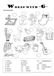 English Worksheet: Words with letter G