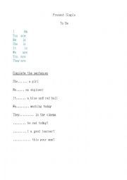 English Worksheet: present simple to be
