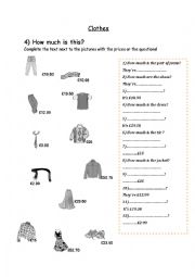 English Worksheet: How much does it cost?