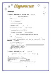 English Worksheet: Diagnostic test