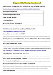 English Worksheet: Webquest environmental problems