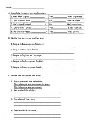 English Worksheet: Active - Passive/What Happened