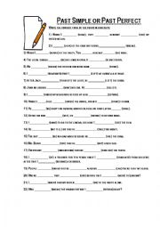 English Worksheet: Past Perfect and Past simple tense 