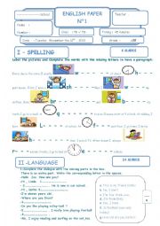 English Worksheet: MID TERM TEST 1 7TH FORM 2014