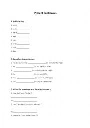 English Worksheet: Present Continuous