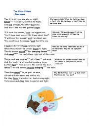 English Worksheet: The two little kittens - a poem