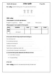 English Worksheet: HELEN KELLER 3RD YEAR TUNISIAN PUPILS