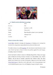 English Worksheet: Reading Comprehension I  - Messi