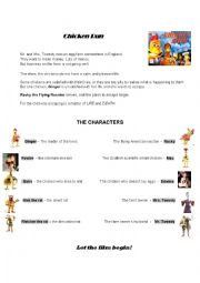 English Worksheet: Chicken Run Summary and Characters