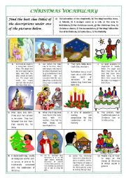 English Worksheet: CHRISTMAS VOCABULARY (with key)