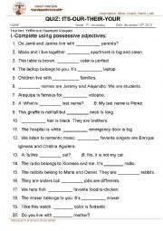 English Worksheet: possessive adjectives