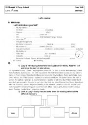 English Worksheet: review